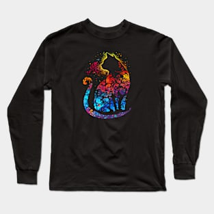 Psychedelic Cat Silhouette #1 Long Sleeve T-Shirt